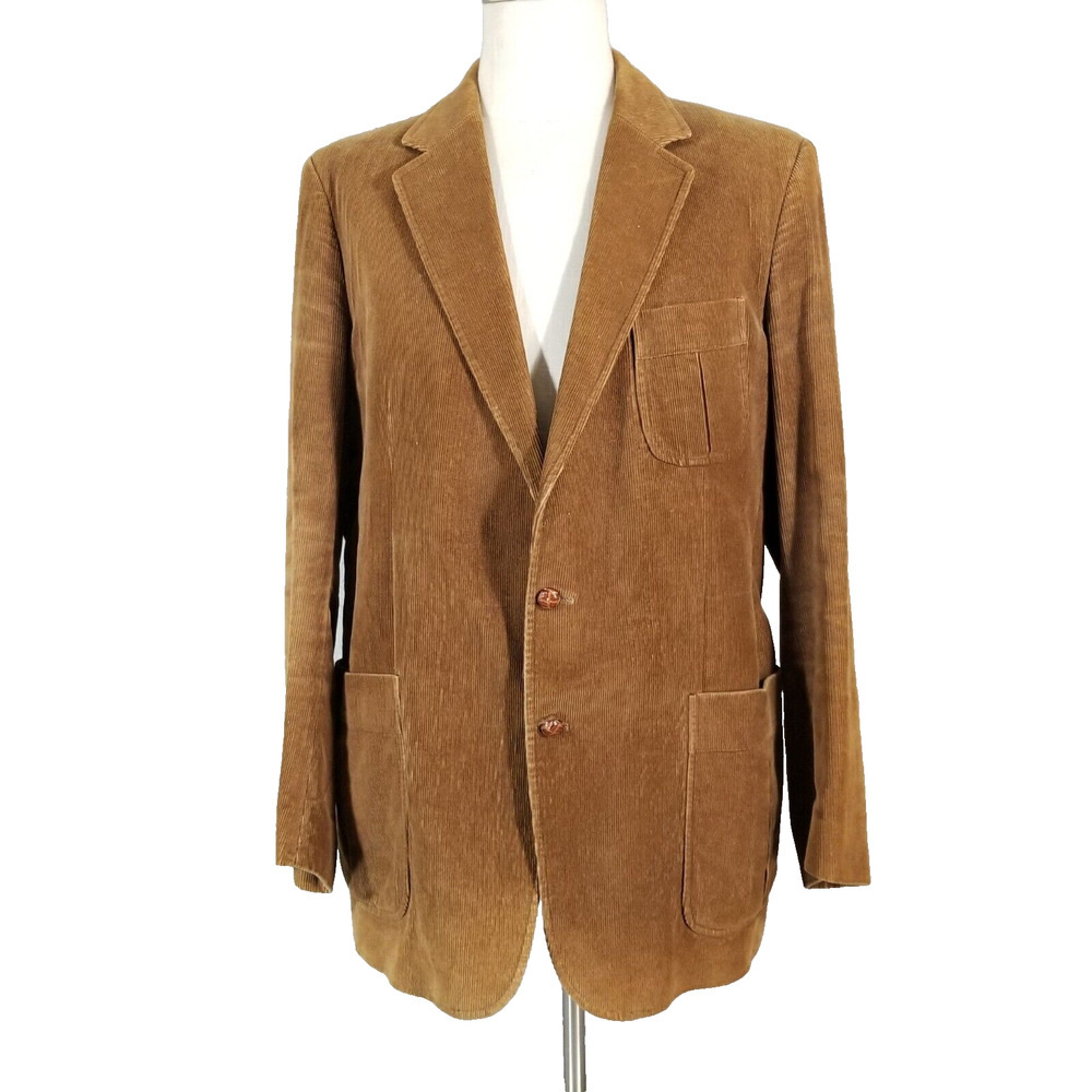 Brad‎ Whitney sport coat jacket men's 46L brown corduroy vintage cotton